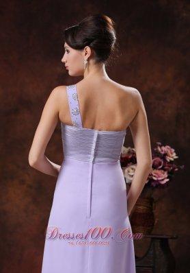 Lilac Peach Springs Beaded Shoulder Prom Dress