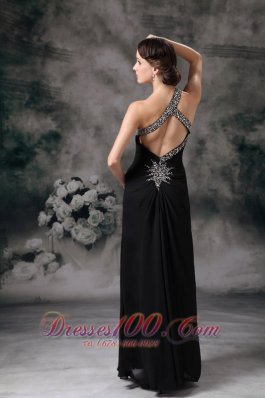 Custom Black Empire One Shoulder Evening Dress Chiffon