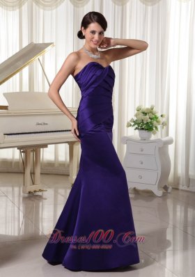 Dark Purple Ruch Sweetheart Mother Of The Bride Dress