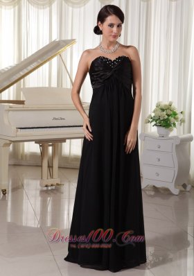 Sweetheart Beaded Evening Dress Black Satin Chiffon