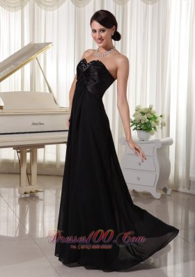 Sweetheart Beaded Evening Dress Black Satin Chiffon