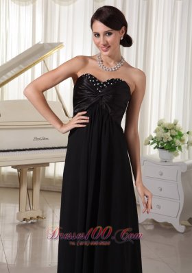 Sweetheart Beaded Evening Dress Black Satin Chiffon