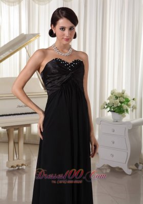 Sweetheart Beaded Evening Dress Black Satin Chiffon