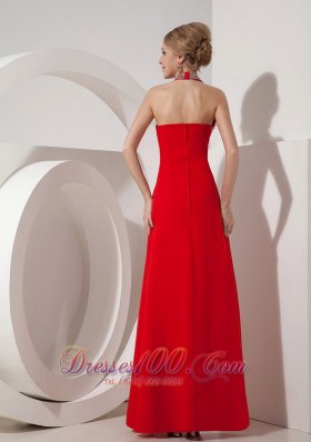 Beautiful Wine Red Column Halter top Prom Evening Dress Beading