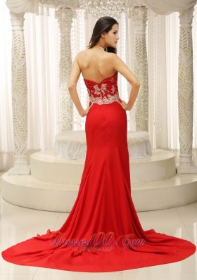 Slit Sweetheart Celebrity Evening Dress Appliques Beading