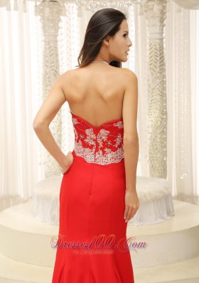 Slit Sweetheart Celebrity Evening Dress Appliques Beading