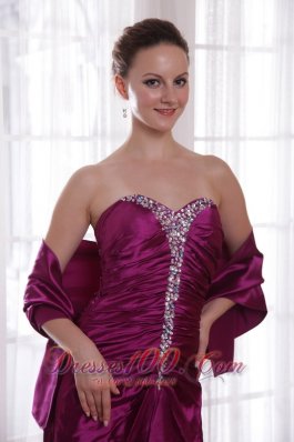 Purple A-Line Sweetheart Taffeta Beading Prom Dress