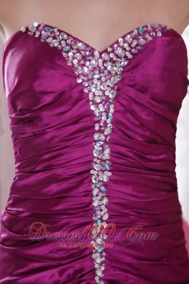 Purple A-Line Sweetheart Taffeta Beading Prom Dress