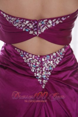 Purple A-Line Sweetheart Taffeta Beading Prom Dress