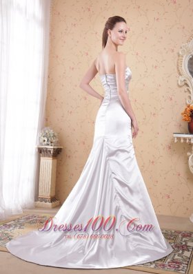 Grey Column Strapless Satin Appliques Ruch Prom Dress