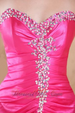 Pink Empire Sweetheart Sweep Taffeta Beading Prom Evening Dress