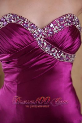 Fuchsia Sheath Sweetheart Sweep Elastic Woven Prom Evening Dress