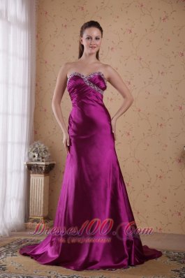 Fuchsia Sheath Sweetheart Sweep Elastic Woven Prom Evening Dress