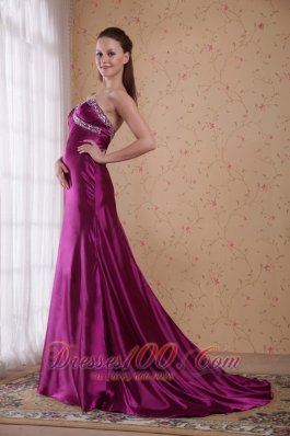 Fuchsia Sheath Sweetheart Sweep Elastic Woven Prom Evening Dress