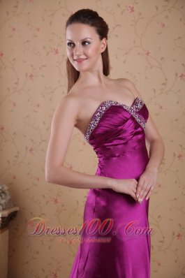 Fuchsia Sheath Sweetheart Sweep Elastic Woven Prom Evening Dress