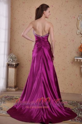 Fuchsia Sheath Sweetheart Sweep Elastic Woven Prom Evening Dress