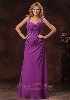 Purple Ruched Discount Floor-length Bridesmaid dress