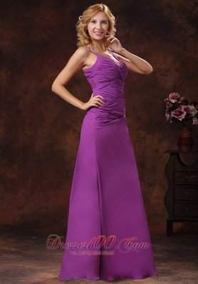 Purple Ruched Discount Floor-length Bridesmaid dress