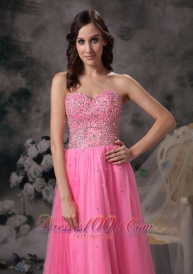 Rose Pink Empire Sweetheart Beading Prom Holiday Dress