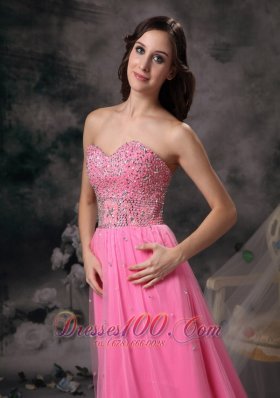 Rose Pink Empire Sweetheart Beading Prom Holiday Dress