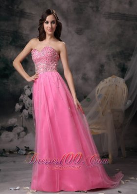 Rose Pink Empire Sweetheart Beading Prom Holiday Dress