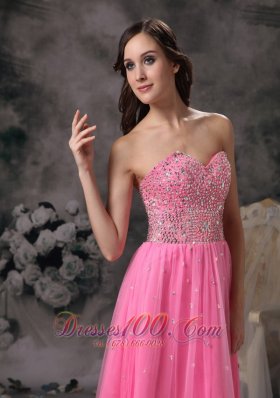 Rose Pink Empire Sweetheart Beading Prom Holiday Dress