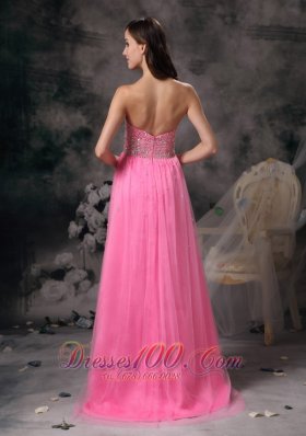 Rose Pink Empire Sweetheart Beading Prom Holiday Dress