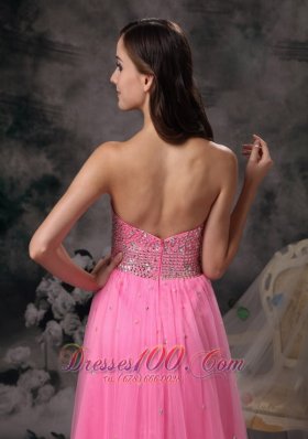 Rose Pink Empire Sweetheart Beading Prom Holiday Dress