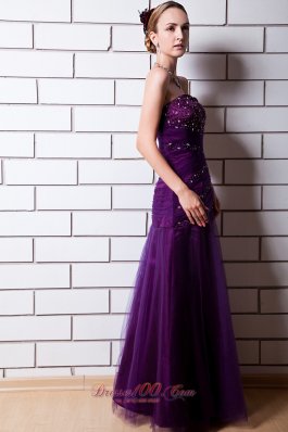 Discount Purple Sweetheart Beading Tulle Prom Dress