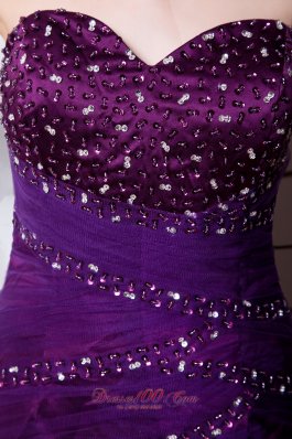 Discount Purple Sweetheart Beading Tulle Prom Dress