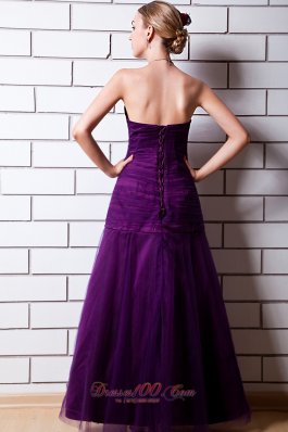 Discount Purple Sweetheart Beading Tulle Prom Dress