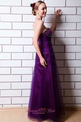 Discount Purple Sweetheart Beading Tulle Prom Dress