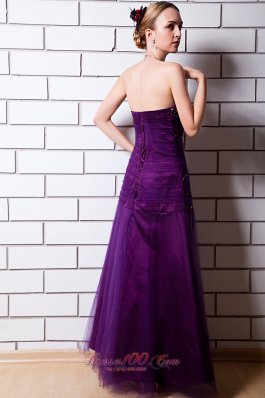 Discount Purple Sweetheart Beading Tulle Prom Dress