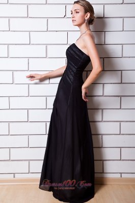 One Shoulder Black Empire Beading Evening Dress