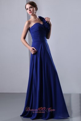 One Shoulder Empire Royal Blue Chiffon Prom Dress