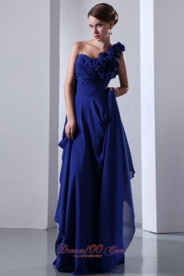 One Shoulder Empire Royal Blue Chiffon Prom Dress