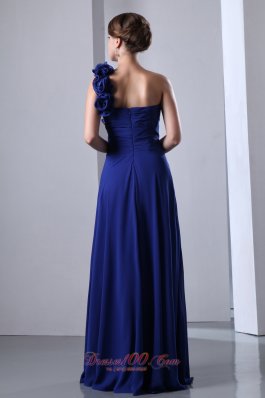 One Shoulder Empire Royal Blue Chiffon Prom Dress