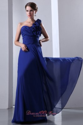 One Shoulder Empire Royal Blue Chiffon Prom Dress