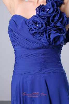 One Shoulder Empire Royal Blue Chiffon Prom Dress