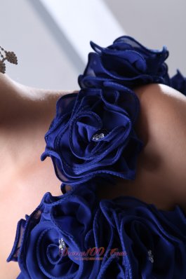 One Shoulder Empire Royal Blue Chiffon Prom Dress