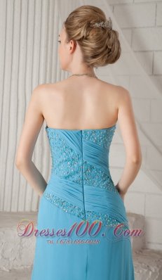 Aqua Blue Brush Train Chiffon Beading New Arrival