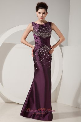 Dark Purple Mermaid Beading Prom Dress 2013