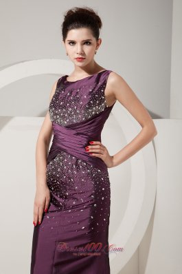 Dark Purple Mermaid Beading Prom Dress 2013