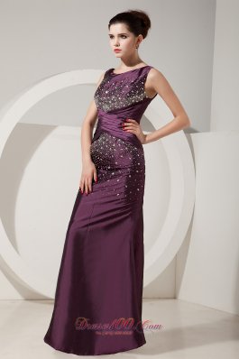 Dark Purple Mermaid Beading Prom Dress 2013