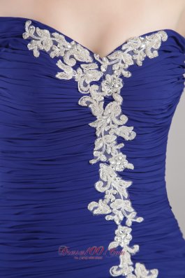 Blue Chape Train Appliques Prom Dress New Arrival