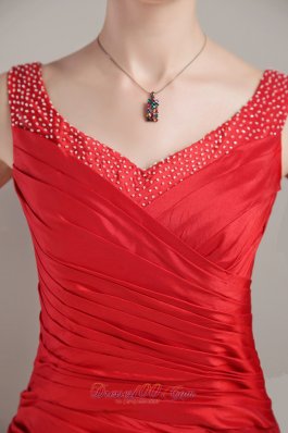 2013 New Style Red Ruch Tea-length Prom Dress