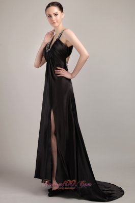 Discount Black Empire V-neck Elastic Maxi Dress