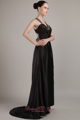 Discount Black Empire V-neck Elastic Maxi Dress