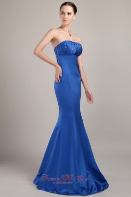 Popular Trumpet Blue Beading Prom Dress Online
