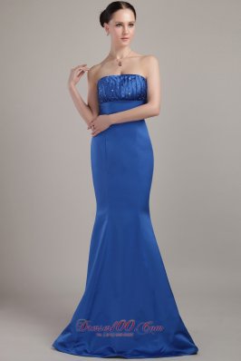 Popular Trumpet Blue Beading Prom Dress Online